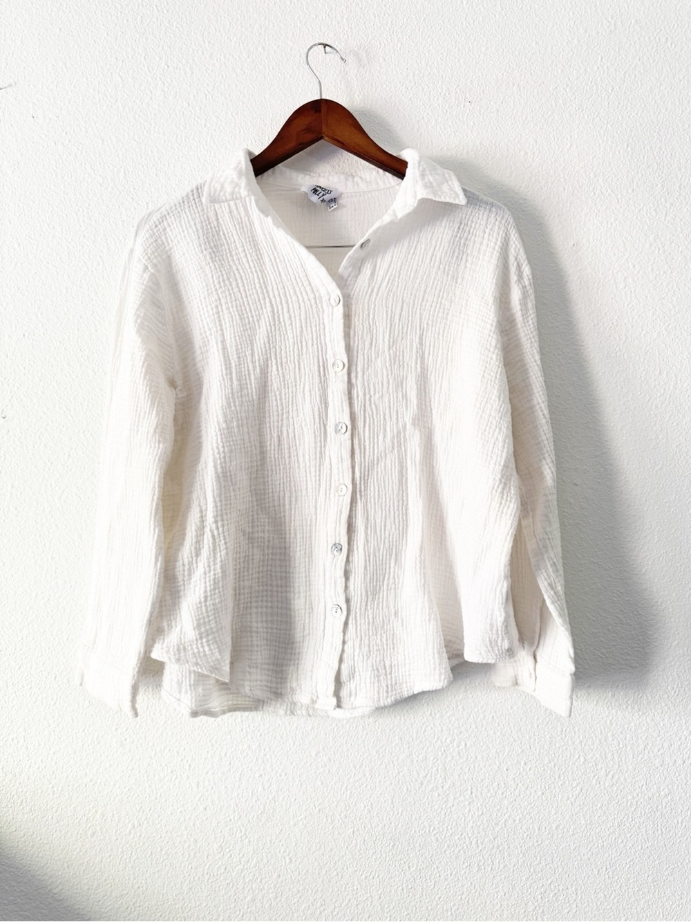 Princess Polly Mahalia White Cotton Button Up Shirt Size 8 Coastal Clean Girl - Picture 2 of 16
